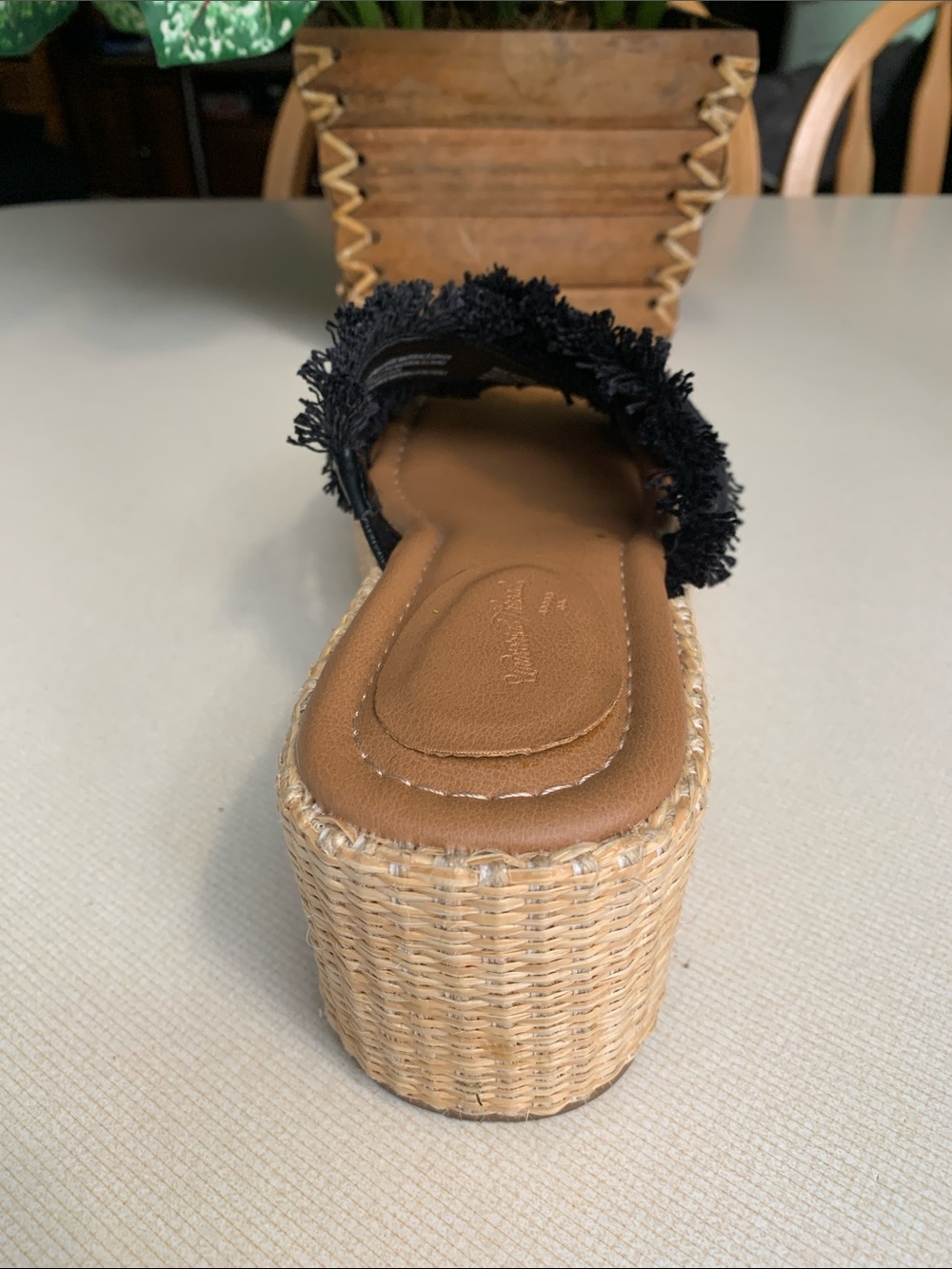 Universal Thread Black Frayed Cross-Strap Wedge Slides - Picture 3 of 8